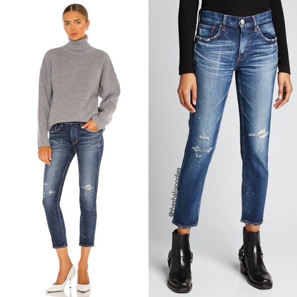MOUSSY VINTAGE Lancaster Skinny Jeans Blue Denim Distressed